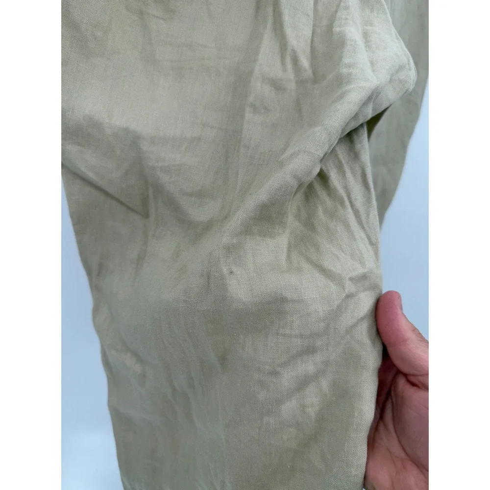 Calvin Klein Dress Pants Mens 38Rx33 Tan 100% Linen Flat Front Straight Leg